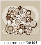 Retro Background Of A Cluster Of Brown And White Circles