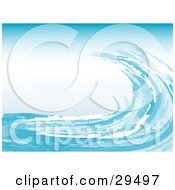 Clipart Illustration Of A Wave Of Cool White And Blue Water Splashing Up Against The Right Edge