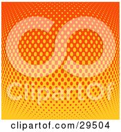 Clipart Illustration Of A Background Of Yellow Dots On Orange Emerging Outwards Like An Orb by KJ Pargeter