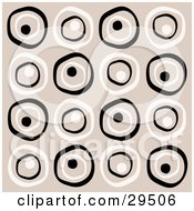 Poster, Art Print Of Retro Background Of White And Black Circles On A Beige Background