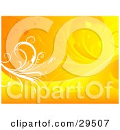 Clipart Illustration Of A Yellow And Orange Background Of White And Faded Grasses