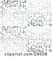 Clipart Illustration Of A Retro Background Of Blue Beige Black And Green Dots On White