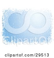 Clipart Illustration Of A Blue Winter Background Bordered By White Snow Grunge With A Scratched Texture