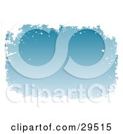 Clipart Illustration Of A Border Of White Grunge Around A Winter Blue Background