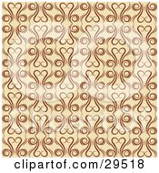 Clipart Illustration Of A Patterned Wallpaper Background Of Brown Flourishes On A Beige Background