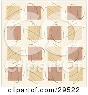 Poster, Art Print Of Background Of Tan And Brown Squares In Rows With Scribbles