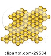 Poster, Art Print Of Cluster Of Honeycomb Hexagons On A White Background