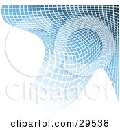 Clipart Illustration Of A Wave Of Blue Squares Over A White Background