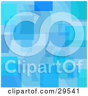 Poster, Art Print Of Retro Patterned Background Of Transparent Blue Shapes And Squares