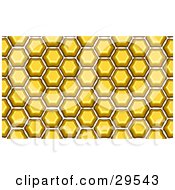 Background Of Yellow Honey Filled Honeycombs In A Hive