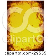 Poster, Art Print Of Yellow Background Bordered By Brown Grunge Marks