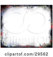 Clipart Illustration Of A White Background Bordered By Colorful And Black Spray Paint And Grunge