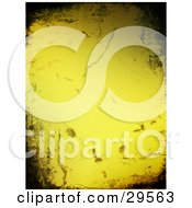 Poster, Art Print Of Grungy Yellow Background With Black Grunge Marks And Borders