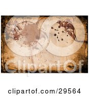 Poster, Art Print Of Splatters And Borders Of Black Grunge On A Brown Background