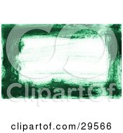 Clipart Illustration Of A Border Of Green Paint Strokes Over A White Background