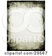Clipart Illustration Of A Border Of Black Grunge And Watermarks On An Off White Stationery Background