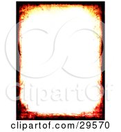 Clipart Illustration Of A White Background Bordered By Black And Orange Grunge