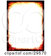 Poster, Art Print Of White Background Bordered By Black And Orange Grunge