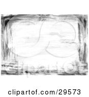 Poster, Art Print Of Frame Of Black Paint Brush Strokes On A White Background