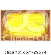 Clipart Illustration Of A Painted Yellow Background Bordered By Black And Orange Paint Strokes