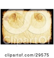 Clipart Illustration Of A Parchment Paper Background With Burn Marks Bordered By Black And Brown Grunge by KJ Pargeter