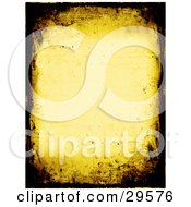 Clipart Illustration Of A Yellow Stationery Background Bordered With Dark Brown Grunge Textures by KJ Pargeter