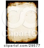 Clipart Illustration Of A Stationery Background With Borders Of Brown Text And Black Grunge