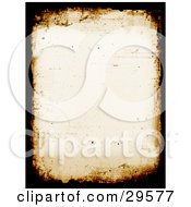 Poster, Art Print Of Stationery Background With Borders Of Brown Text And Black Grunge