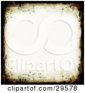 Clipart Illustration Of An Off White Stationery Background With Black And Brown Grunge Borders