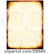 Poster, Art Print Of Border Of Black And Orange Grunge Textures On A Pale Orange Stationery Background