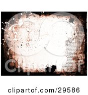 Clipart Illustration Of A Brown Grunge Background Of Text Splatters And Grunge