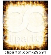 Clipart Illustration Of A Beige Background Bordered By Scratched Black And Orange Grunge