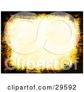 Clipart Illustration Of A Border Of Black And Yellow Grunge Marks Over A Pale Yellow Background