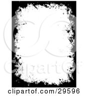 Poster, Art Print Of Border Of Black Grunge Marks Over A White Stationery Background