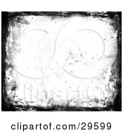 Clipart Illustration Of A Black White And Gray Grungy Background With An Off White Center