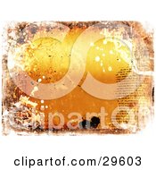 Poster, Art Print Of Orange Grunge Background Of Text Splatters And Grunge