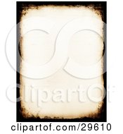 Clipart Illustration Of An Off White Stationery Background With Borders Of Brown And Black Grunge