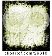Textured Green Background Bordered By Black Dotted Grunge