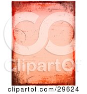 Clipart Illustration Of A Pink Grunge Background Bordered By Red And Orange Smears And Stamps