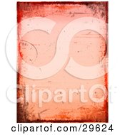 Poster, Art Print Of Pink Grunge Background Bordered By Red And Orange Smears And Stamps