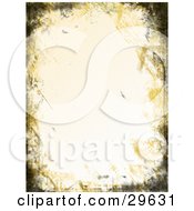 Clipart Illustration Of An Off White Stationery Background Bordered By Yellow And Black Grunge Smears