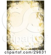 Poster, Art Print Of Off White Stationery Background Bordered By Yellow And Black Grunge Smears