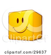 Yellow Smiley Face Emoticon Cube With A Big Grin