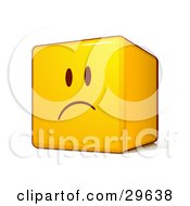 Poster, Art Print Of Sad Yellow Smiley Face Emoticon Cube With Pouting And Frowning