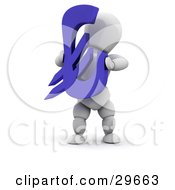 White Character Holding A Blue Euro Symbol by KJ Pargeter