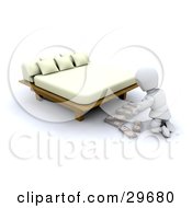 Poster, Art Print Of White Character Organizing Bundles Of Cash And Hiding It Under A Bed