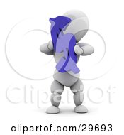 Poster, Art Print Of White Character Holding Up A Blue Dollar Bill