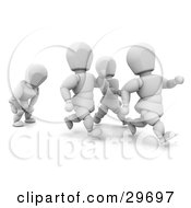 Poster, Art Print Of Tired White Character Catching His Breath While Running Behind Others