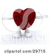 Poster, Art Print Of Furry Red Heart Character With Legs Holding Its Arms Out To The Side