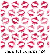 Poster, Art Print Of Background Of Sexy Red Lipstick Kiss Imprints On White